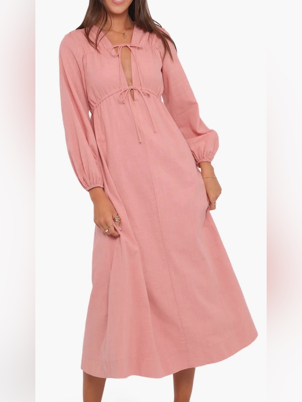 NWT: Petal & Pup Riven Long Sleeve Maxi Dress - Pink